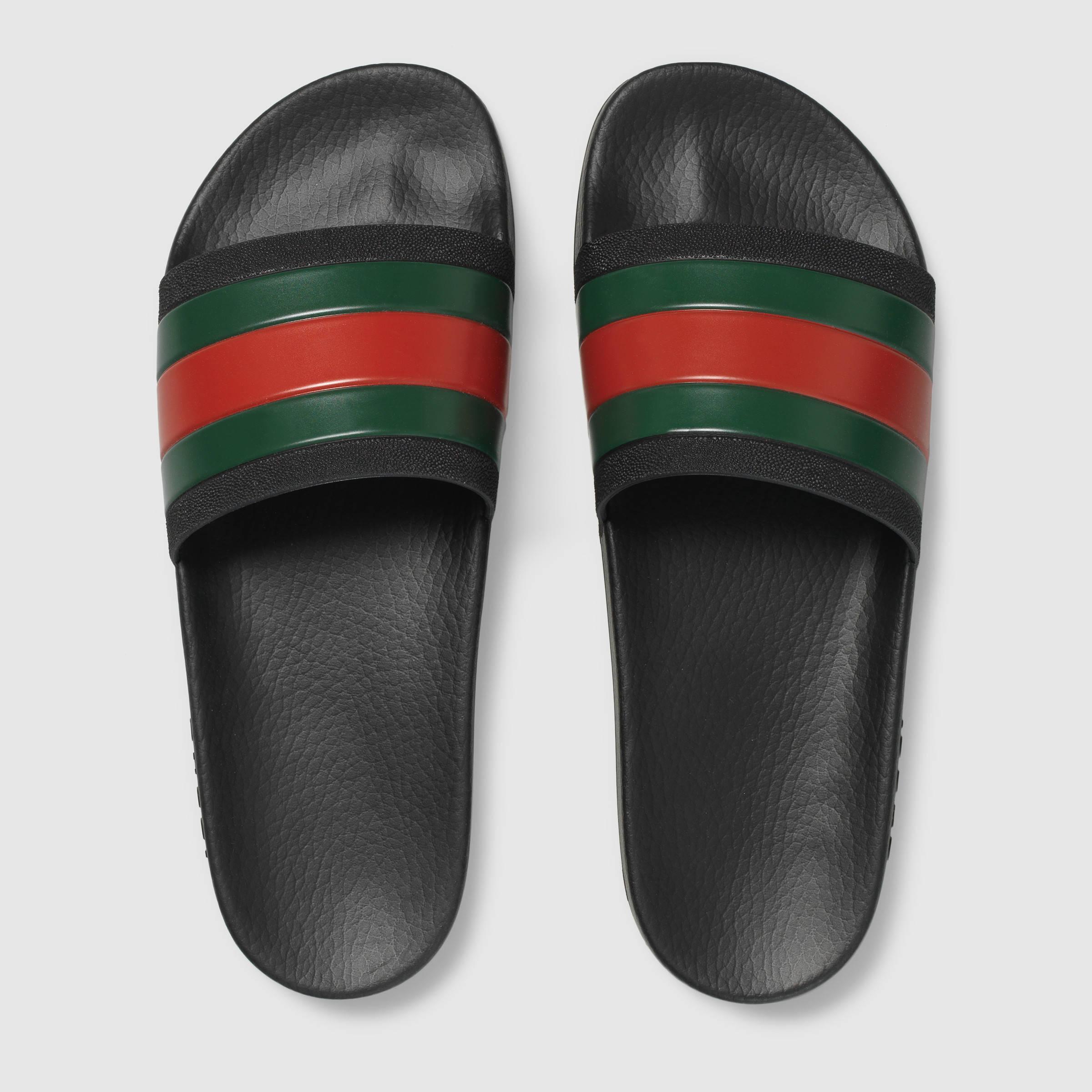 Gucci Rubber Slide Sandal in Black for Men - Lyst